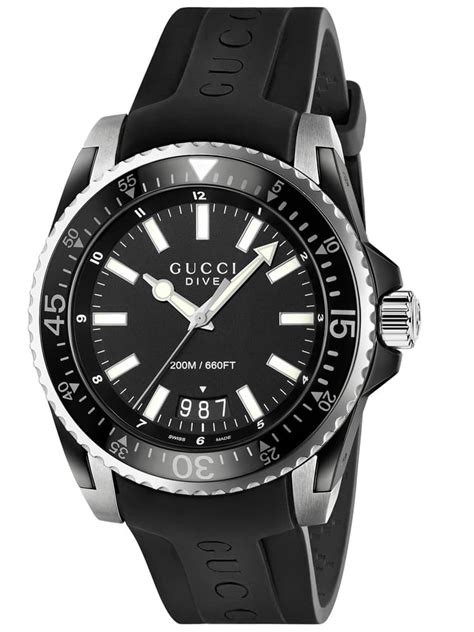 gucci black rubber xl dive watch|gucci dive watch review.